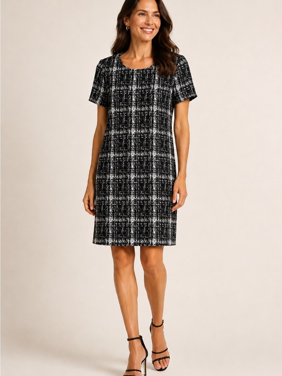Calvin Klein Dresses & Skirts - Calvin Klein Black and White Plaid Short-Sleeve Dress NWT